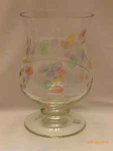 Partylite Jardiniere Hurricane Glass Candle Holder Pastel Polka Dots P7085