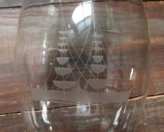 Antique Glass Hurricane Candle Lamp Shade Sailing SHIP