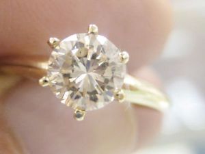 1 01ct Genuine Round Diamond Solitaire Engagement Ring in Solid 14k Yellow Gold