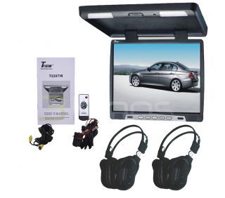 TView T2207IR 22" Grey Flip Down LCD Car Monitor Remote 2 Wireless Headsets