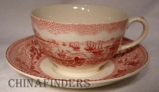 Johnson Brothers China Historic America Pink Pattern Cup Saucer Set Crazing