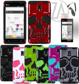 Black Red Blue Pink Halloween Skull Hybrid Layer Hard Cover Case LG Optimus L9