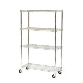 New Chrome Commercial 4 Layer Shelf Adjustable Steel Wire Metal Shelving Rack
