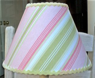 Child Baby Lamp Shade Stripes Shades of Light Green Pink Bedroom Nursery Decor