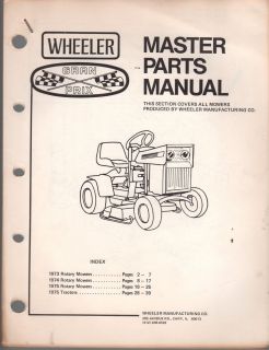 1973 1974 1975 Wheeler Grand Prix Lawn Garden Tractor Master Parts Manual