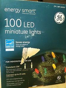GE 100 LED Miniature Lights Indoor Outdoor Energy Smart Christmas Lights 649267