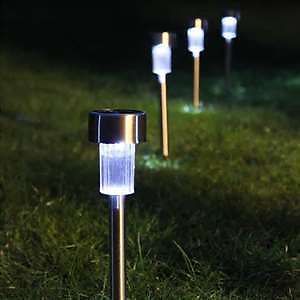 New 10 x Outdoor Garden Pathway Stainless Steel LED Solar Lights Yard Landscape