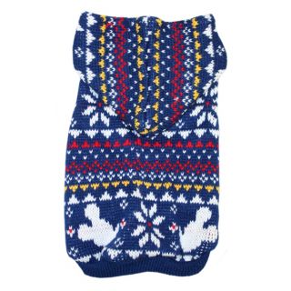 894 XS XL Blue Snowflakes Hooded Sweater Dog Clothes
