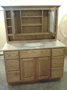 Amish Made New Bathroom Oak Medicine Cabinet with 48" Oak Vanity American Made