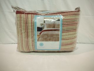 Martha Stewart Boxed Stripes Red Multi Color Twin Quilt