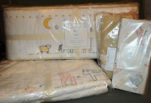 Set 4 New Pottery Barn Kids Leigh Crib Quilt Bumper Pads Bed Skirt Sheet