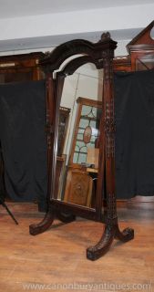 Antique Hand Carved French Cheval Mirror Mirrors Mahogany