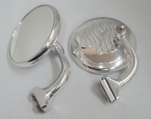 Polished Aluminum Street Rod Side Peep Mirrors Flames Ford Chevy Universal New