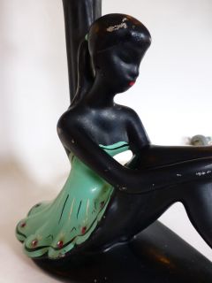Barsony Genuine Ballerina Girl Black Mint Green Lady Lamp Retro Vintage FL36