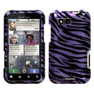 Motorola MB525 Defy Hard Case Cover 2D Layer Zebra Skin Purple Black 2D Silver
