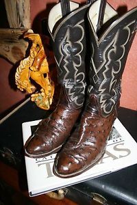 Tony Lama Chocolate Ostrich Men's Cowboy Boots 10 1 2D