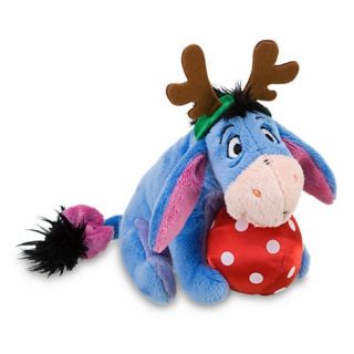 Disney Plush Winnie Pooh Beanie Baby Eeyore Reindeer Christmas Bean Bag Toy