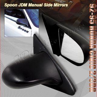 92 95 Honda Civic 2 3DR ABS Plastic Spoon Style Black Manual Rear Side Mirrors
