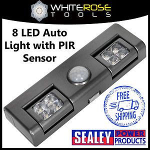 Sealey 8 LED Automatic Light with PIR Motion Sensor Shed Porch Room Night Light