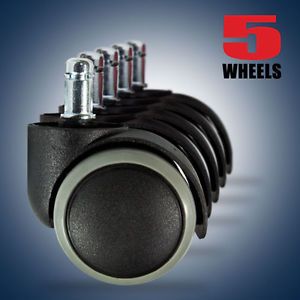 5 Set Office Chair Caster Wheel Swivel Rubber Wooden Floor Furniture Replacement