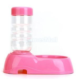 Pet Dog Cat Automatic Water Drink Dispenser w Dish Feeder Bowl Supply 03332