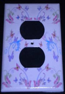 Pink and Purple Butterflies Outlet Cover Outlet Plate Butterfly Heart Decor