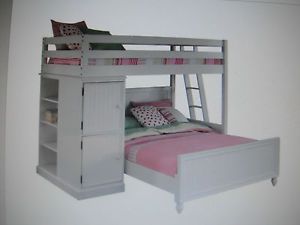 White Loft Bed w Full Bed Bunk Beds Girls Boys Kids Room Pickup Only