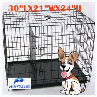 『Neptune』30" 2 Door Folding Pet Dog Metal Crate Cage Kennel with Feet