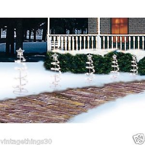 5 Lighted Spiral Tree Pathway Markers Outdoor Christmas Decor New Superb