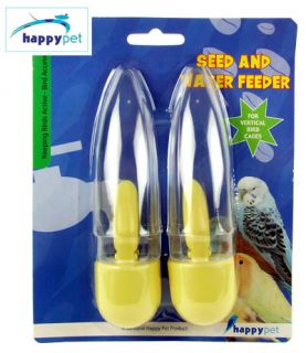Happypet Pet Bird Budgie Canary Cockatiel Seed Water Feeder Dispenser Yellow