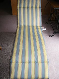 Chaise Lounge Cushion Patio Kailua Gem Blue Tropical with Stripes Reversible New