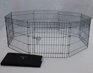 New Expandable Preconnected Pet Dog Cat Play Exercise Pen Fence w Case 24" Blk