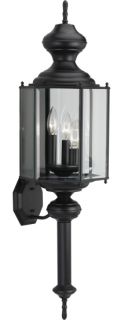 Brassguard Lantern 1 Light Black Outdoor Wall Sconce 7"