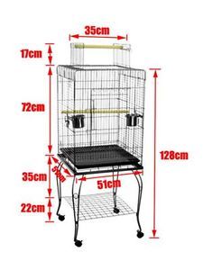 Por Bird Cage Pet Parrot Budgie Canary Cage Aviary with Stand Wheel Open Roof
