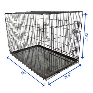 2 Doors Metal Tray 42" Folding Dog Cage Puppy Crate Kennel Warm Mat Pad Bed BR