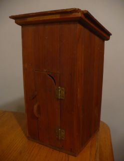 Vtg Antique Primitive Handmade Wooden Out House Toilet or Paper Towel Holder