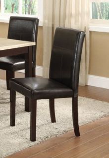 Kings Brand Set of 4 Black Parson Chairs with Espresso Finish Solid Wood Legs