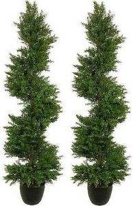 2 Artificial 7 Foot Topiary in Outdoor Cypress Tree Plant Cedar Spiral