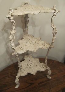 Antique Ornate Victorian Cast Iron Cherub Legs 3 Tier Plant Stand Table Shelf