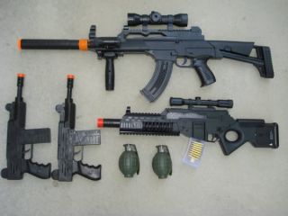 Delta Force Set 1 AK47 Gun Combat Mission Machine Gun 2 Uzis 2 Grenades