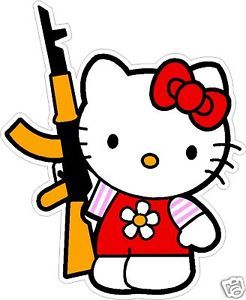 Hello Kitty with AK47 Decal Sticker 