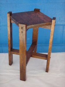 Antique 1900's Mission Arts Crafts Solid Oak Small Table Plant Stand