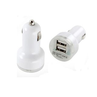 White Dual USB Port Car Charger Adapter 2 1A 5V for iPhone 5 4 4S Samsung Galaxy