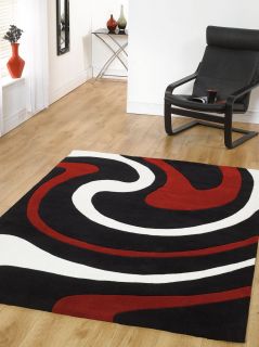 Large Modern Black Red Wave Rugs 120x170 Stripes Carpet