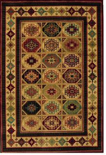 Shaw Multi Southwest 5x8 Squares Border Lodge Area Rug Approx 5' 3" x 7' 10"