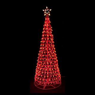 6ft LED Christmas Tree Lighted Yard Lawn Outdoor Decoration 350 Lights Red