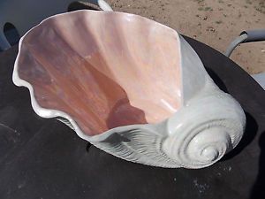 Gorgeous Unique White Ceramic Seashell Sea Shell Shaped Bowl Over A Foot Long