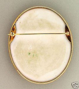 Estate 1900 14k Pink Gold Oval Frame and Enamel Hand Painted Woman Portrait Pin