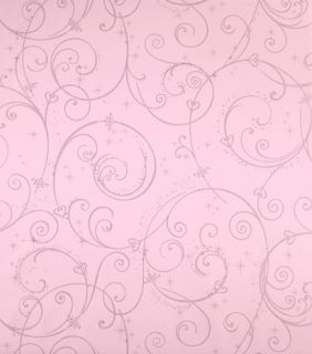 Pink Silver Glitter Wallpaper Disney DK5967 Swirl Scroll Girls Wallpaper