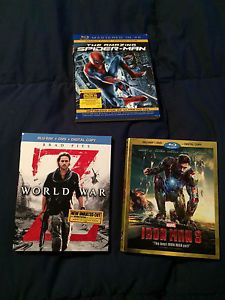 Iron Man 3 World War Z Amazing Spider Man 4K Blu Ray Slipcovers Only